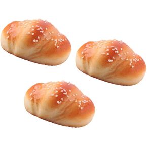 NUOBESTY 3Pcs PU Material Fake Cake Artificial Sesame Bread Decoration Model Kitchen Models Photography Props