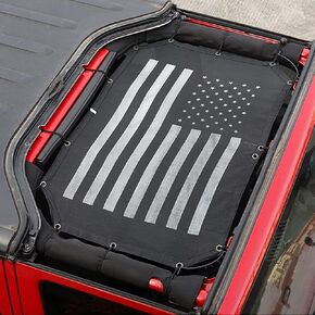 JeCar American Flag Sunshade Mesh Bikini Top Sun Shade UV Protection for 2007-2018 Jeep Wrangler JK & Unlimited