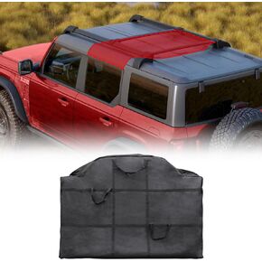 حقيبة تخزين Mabett ذات الجزء العلوي الصلب متوافقة مع Ford Bronco 2024 2023 2022 2021، لوحة السقف الأوسط فوق مقعد الصف الثاني تناسب ملحقات Bronco 4 أبواب، لوحة متوسطة (أسود)