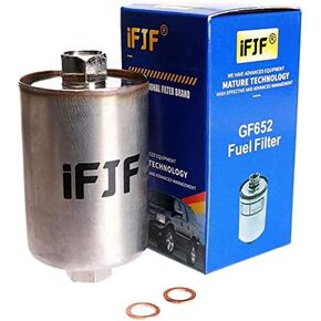 iFJF GF652 (FF5026) Professional Inline Fuel Filter Replacement for Chevy/GMC C1500 C2500 C3500 Silverado/Sierra 2500HD Suburban Express Avalanche Replaces 33481 G3727