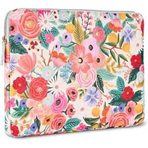 Rifle Paper Co. Laptop Sleeve 14" - Protective Laptop Sleeve/Cover with Padded Exterior, Satin Interior - Floral; For 12 - 14 Inch MacBook Pro/Air M3, HP, Asus, Dell, Acer - Garden Party Blush