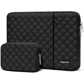 MOSISO Laptop Case 13.3 inch, 13-14 inch Laptop Sleeve Bag Compatible with MacBook Air/Pro 13 / Pro 14, HP Dell ASUS Notebook, Square Quilted Vertical Computer Bag with Pocket&Small Case, Chalk Pink