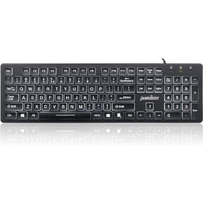 Perixx PERIBOARD-317 Wired Backlit USB Keyboard, Big Print Letter with White Illuminated LED, US English Layout,Black