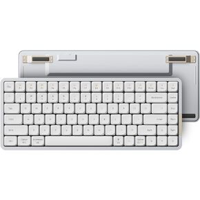 LOFREE Flow Low Profile Mechanical Keyboard, 75 Percent Rechargeable Wireless Keyboards with Bluetooth and Wired Connection for Windows, Mac OS/White Ghost Linear Switches