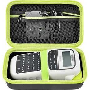 Case Compatible with Brother for P-Touch PTH110/ PRTH110/ Pro PT-H111/ PTE110 Portable Label Maker, Storage Holder Carrying Organizer for Label Tapes, AC Adapter, Charging Cables -Yellow Zipper
