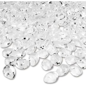 370 PCs 16mm Clear Acrylic Stones Table Scattering Wedding Bridal Baby Shower Party Decorations Vase Fillers, Cute Irregular Rocks Almond Shape - Soft Pink