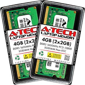 A-Tech 16GB (2x8GB) DDR3/DDR3L 1600MHz PC3L-12800 (PC3-12800) CL11 SODIMM 2Rx8 1.35V 204-Pin Non-ECC SO-DIMM Laptop, Notebook RAM Memory Modules