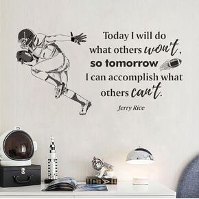 Inspirational Quotes American Football Player Wall Stickers Decals,Today I Will do What Football Wall Décor Vinyl Wallpaper Mural for Man Cave Bar Gym,Gift for Football USA Lovers