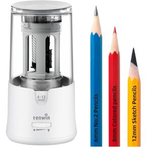 Electric Pencil Sharpener, Super Sharp Pencil Sharpener for Colored Pencils, Auto Stop, Fast Sharpen Pencil Sharpener Plug in for 6-12mm No.2/Colored/Sketch Pencils, for School, Office (Blue)