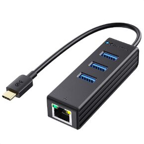 Cable Matters 4-in-1 USB C Hub Ethernet, Support Gigabit Ethernet (USB C Network, USB C to Ethernet Adapter, USB C Ethernet Hub, Thunderbolt Ethernet Adapter) with 10/100/1000Mbps Network in Black