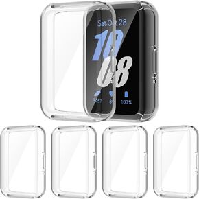 Case Compatible with Samsung Galaxy Fit 3 Screen Protector, Soft TPU Face Cover Scratch Resistant Full Protective Bumper Set Ultra-Thin Smartwatch Accessories for Men Women (4pack)