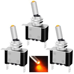 Twidec/3Pcs Rocker Lighted Toggle Switch 12V 20A Heavy Duty Racing Car Automotive Auto SPST ON/Off Toggle Switch Red LED Illuminated 3Pin ASW-07DR