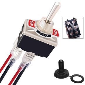 4 Pin Reverse Polarity Momentary 12V DPDT (On)-Off-(On) Motor Control RV Jack Waterproof Switch 30A DC Rocker Toggle Switch with Waterproof Cap and Jumper Wires KN3C-223-MX