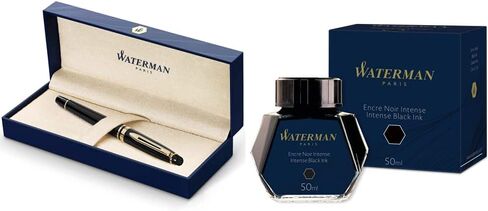 Waterman Expert Fountain Pen, Gloss Black with 23k Gold Trim, Fine Nib, Luxury Fountain Pen in Gift Box, Fountain Pen for Writing in Saudi Arabia