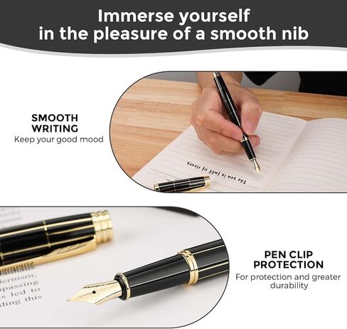 Luxury Fountain Pen,Fine Nib, Exquisite Pen Gift Set for Men&Women-Includes 10 Ink Cartridges&Ink Converter- Nice Pens - Blue in Saudi Arabia