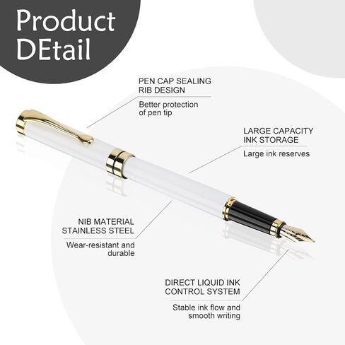 Luxury Fountain Pen,Fine Nib, Exquisite Pen Gift Set for Men&Women-Includes 10 Ink Cartridges&Ink Converter- Nice Pens - Blue in Saudi Arabia