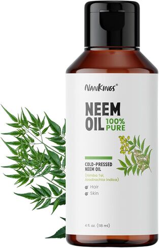 Nankings® Cold Pressed Neem Oil 4 fl oz - (118 ml) 100% Pure and Natural for | Hair | Scalp | Face | Skin |Nail | Cuticle And Garden. (Azadirachta Indica) in Saudi Arabia