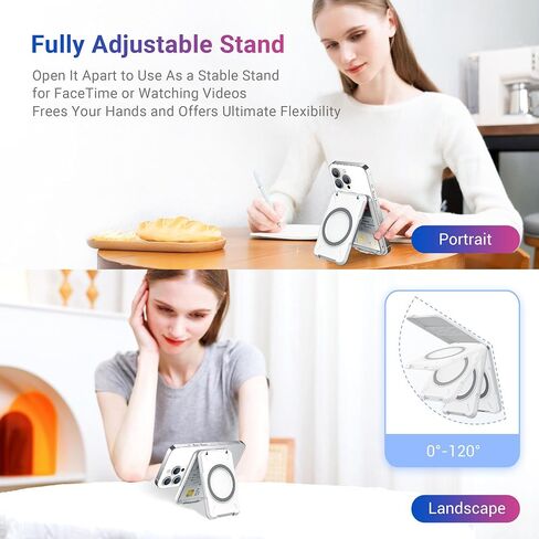 Magnetic Wallet Card Holder For Magsafe, RFID Blocking Slim Hardshell 4 Credit Card & Money Pocket Magnetic Adjustable Stand Wallet for Apple iPhone 15 14 13 12 Plus Max Not for iPhone 13/12 mini in Saudi Arabia