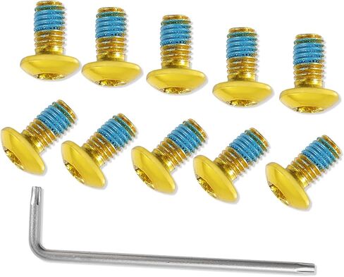 12 قطعة من مسامير فرامل قرص الدراجة M5x10mm مسامير الدوار MTB مسامير دوار الدراجة السوداء مع 1 قطعة T25 مفتاح توركس L لدراجة الطريق والدراجة الجبلية in Kuwait