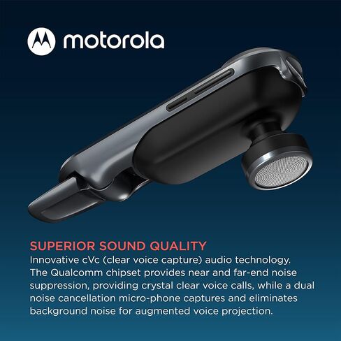 Motorola HK500+ Bluetooth Earpiece: Wireless Hands-Free Headset with Microphone, IPX4 Water Resistant, 7hr Battery Life, for Phone Calls, Compatible with iPhone and Cell Phones in Saudi Arabia