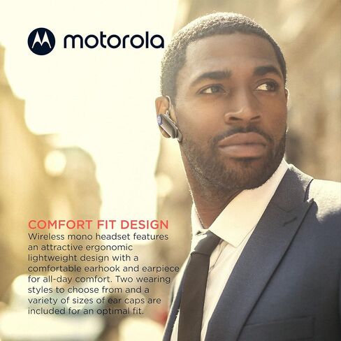 Motorola HK500+ Bluetooth Earpiece: Wireless Hands-Free Headset with Microphone, IPX4 Water Resistant, 7hr Battery Life, for Phone Calls, Compatible with iPhone and Cell Phones in Saudi Arabia