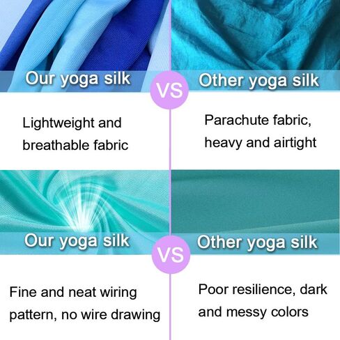 معدات الحرير الجوي بطول 10 أمتار - مجموعة أرجوحة اليوغا المتميزة، طقم أرجوحة اليوغا الجوية، طقم اليوغا للمبتدئين، معدات الرقص الجوي (الطول: 10 م × العرض: 2.8 م) in Kuwait