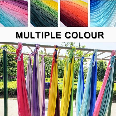 معدات الحرير الجوي بطول 10 أمتار - مجموعة أرجوحة اليوغا المتميزة، طقم أرجوحة اليوغا الجوية، طقم اليوغا للمبتدئين، معدات الرقص الجوي (الطول: 10 م × العرض: 2.8 م) in Kuwait