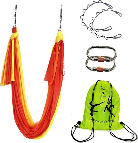 أرجوحة اليوغا الجوية، مجموعة أرجوحة اليوجا الحريرية البيلاتيس تتضمن سلسلة تسلق ديزي، مجموعة دليل الوضعية بطول 5.5 ياردة in Kuwait