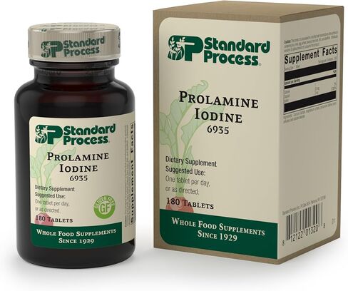 Standard Process - Prolamine Iodine - Supports Healthy Iodine Levels, Healthy Thyroid Function, Calcium, Iodine, Gluten Free and Vegetarian - 180 Tablets in Saudi Arabia