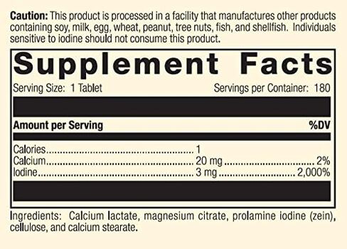 Standard Process - Prolamine Iodine - Supports Healthy Iodine Levels, Healthy Thyroid Function, Calcium, Iodine, Gluten Free and Vegetarian - 180 Tablets in Saudi Arabia