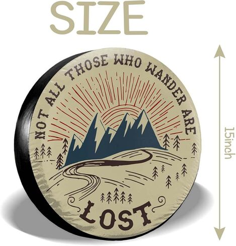 ليس كل أولئك الذين يتجولون ضائعين في غطاء الإطارات الاحتياطية للعربة، أغطية إطارات العجلات العالمية المقاومة للطقس لشاحنة Rv SUV Rv Strailer Truck Camper Travel Trailer 14" 15" 16" 17" in Kuwait