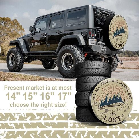 ليس كل أولئك الذين يتجولون ضائعين في غطاء الإطارات الاحتياطية للعربة، أغطية إطارات العجلات العالمية المقاومة للطقس لشاحنة Rv SUV Rv Strailer Truck Camper Travel Trailer 14" 15" 16" 17" in Kuwait