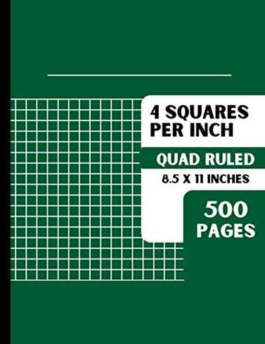 4 Squares Per Inch: 500 Pages | Extra Large Graph Notebook 4x4 Graph Ruled Composition for Math, Science, Accounting | Large 8.5 x 11 Inches | Green in Saudi Arabia