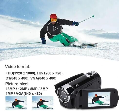 كاميرا فيديو 1080P Full HD 16MP DV كاميرا فيديو رقمية شاشة دوران 270 درجة 16X Shoot Zoom in Kuwait