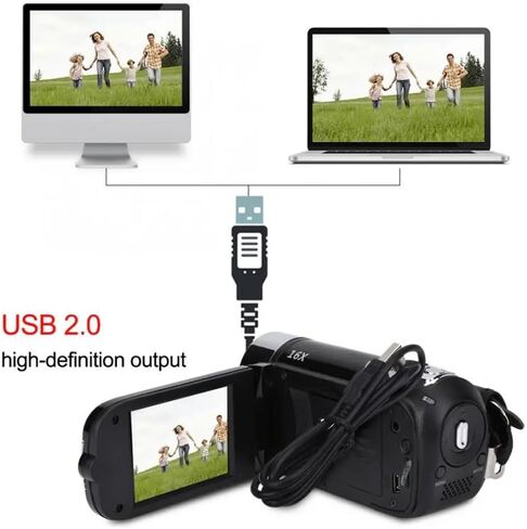 كاميرا فيديو 1080P Full HD 16MP DV كاميرا فيديو رقمية شاشة دوران 270 درجة 16X Shoot Zoom in Kuwait