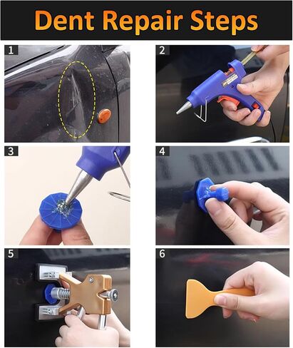Auto Body Dent Repair Kit 58pcs Dent Puller Tools Paintless Dent Removal Kit with Golden Lifter, Small Hot Melt Glue Gun for Car Hail Damage Repair in Saudi Arabia