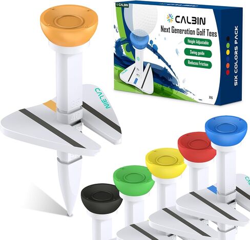 تي شيرتات الجولف - تيشيرتات الجولف من الجيل التالي مع ارتفاع قابل للتعديل ودليل مرئي متأرجح، تيشيرتات جولف بلاستيكية متينة للاستخدام المتعدد، ملحقات جولف للرجال (عبوة من 6 قطع) in Kuwait