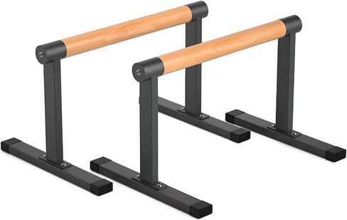 11.8" High Parallel Bar and Dip Bar with Thick Beech Handles, Push-up Bar, Rock-Free Fitness Equipment for Handstand, L-Sit, Gymnastics, Strength Training Home Gym,440lbs in Saudi Arabia