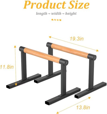 11.8" High Parallel Bar and Dip Bar with Thick Beech Handles, Push-up Bar, Rock-Free Fitness Equipment for Handstand, L-Sit, Gymnastics, Strength Training Home Gym,440lbs in Saudi Arabia