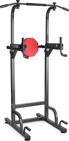 Sagler Power Tower - Power Station with Push Up Bars, Pull Up Bars, Dip Bar, Armrest & Back Cushion - Upper Body Strength Training Fitness Equipment - 400lbs Max Weight, Adjustable Frame, 58.5-89" in Kuwait