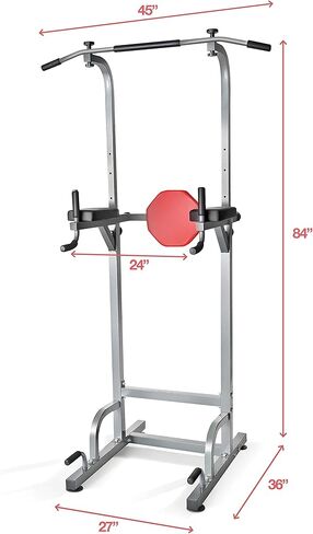 Sagler Power Tower - Power Station with Push Up Bars, Pull Up Bars, Dip Bar, Armrest & Back Cushion - Upper Body Strength Training Fitness Equipment - 400lbs Max Weight, Adjustable Frame, 58.5-89" in Kuwait