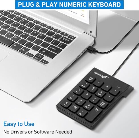 لوحة أرقام من النوع C، توصيل وتشغيل USB 19 مفتاحًا لوحة مفاتيح أرقام صغيرة للمحاسبة المالية لوحة أرقام للمكتب والمنزل ولوحة مفاتيح رقمية رفيعة محمولة للكمبيوتر المحمول والكمبيوتر اللوحي والنوت بوك (أسود) in Kuwait