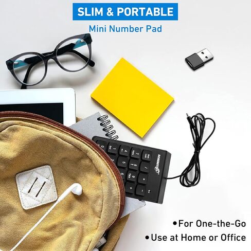 لوحة أرقام من النوع C، توصيل وتشغيل USB 19 مفتاحًا لوحة مفاتيح أرقام صغيرة للمحاسبة المالية لوحة أرقام للمكتب والمنزل ولوحة مفاتيح رقمية رفيعة محمولة للكمبيوتر المحمول والكمبيوتر اللوحي والنوت بوك (أسود) in Kuwait