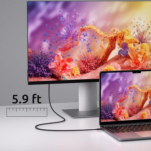 كابل Thunderbolt 4 بطول 6 أقدام، كابل شحن USB C إلى USB C بقدرة 240 وات، يدعم شاشة 8K/نقل بيانات 40 جيجابت في الثانية، لهاتف iPhone15Pro/15ProMax، وiPad Pro، وMacBooks، وHub، والإرساء (1.8 متر) in Saudi Arabia