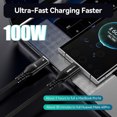 Thunderbolt 4 Cable 6FT, Thunderbolt 4/3 Cable Supports 8K HD Display, 40Gbps Data Transfer, 100W Charging USB C Cable for iPhone 15Pro, MacBook Air, iPad Pro, Docking Station, Hub in Kuwait