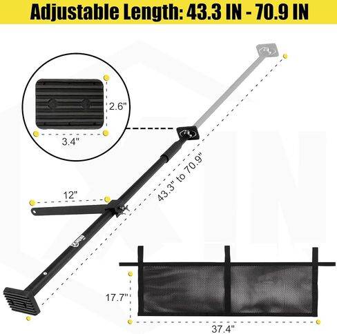 شريط شحن XINQIAO لسرير شاحنة الالتقاط، شريط شحن عالمي ممتاز للشاحنة مع شبكة شحن وشريط مقسم، سعة 200 رطل، أيضًا لعمود دعم اليد الثالثة، بطول 39.4 بوصة إلى 70.8 بوصة in Kuwait