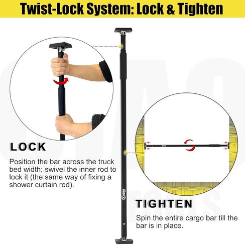 شريط شحن XINQIAO لسرير شاحنة الالتقاط، شريط شحن عالمي ممتاز للشاحنة مع شبكة شحن وشريط مقسم، سعة 200 رطل، أيضًا لعمود دعم اليد الثالثة، بطول 39.4 بوصة إلى 70.8 بوصة in Kuwait