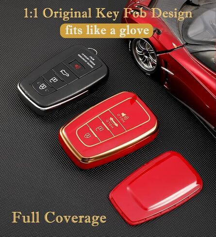 غطاء مفتاح Fob لسيارة Toyota Camry RAV4، لسيارة Highlander Corolla Avalon C-HR Prius GT86 Key Fob حافظة مفاتيح ناعمة من مادة TPU 360 درجة، رمادي in Kuwait