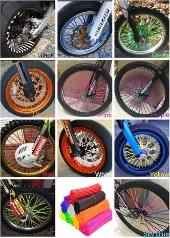 72 قطعة من أغطية جلود الدراجات النارية مقاس 8 بوصة - 21 بوصة لجنوط العجلات Kawasaki KX KL-XF KLR KL Honda CRF XL XLR XR K.T.M Y.amaha XT250-600 WRF XC R-Z400S SM RM2 F750GS (أسود) in Kuwait