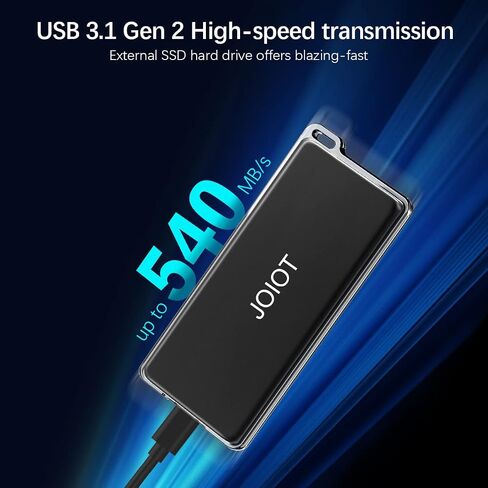 JOIOT 1TB Portable External SSD, Up to 540MB/s, USB 3.1 Type C Flash Drive External Solid State Drive, Portable SSD Type A to C Cable for PC/Laptop/Mac/Android/Linux in Kuwait